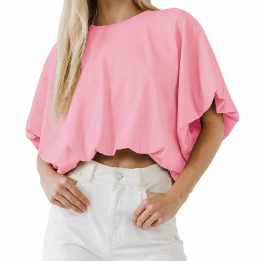 Women's Baggy Flowy Batwing Crop Blouse