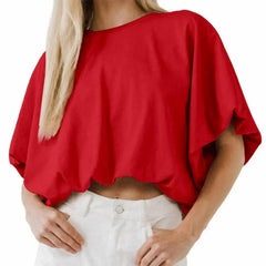Women's Baggy Flowy Batwing Crop Blouse