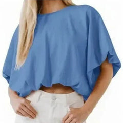 Women's Baggy Flowy Batwing Crop Blouse