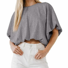 Women's Baggy Flowy Batwing Crop Blouse
