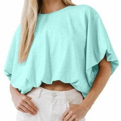 Women's Baggy Flowy Batwing Crop Blouse