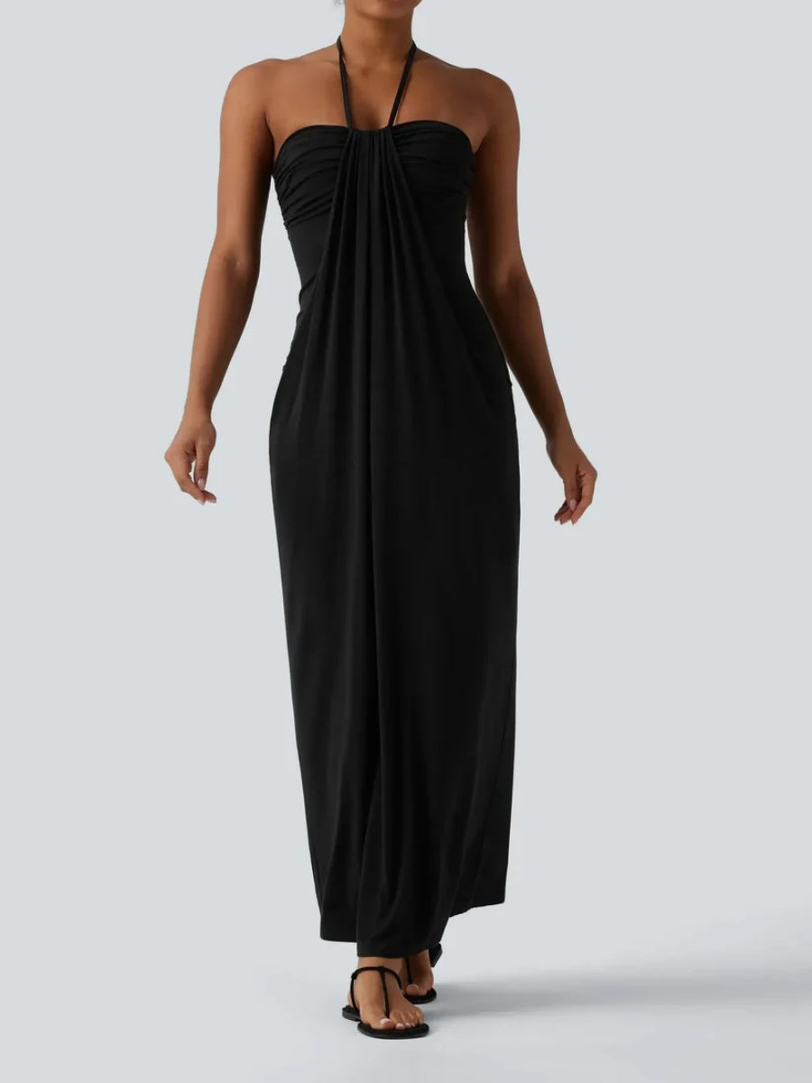 Women's Flowy Draped Halter Vacation Midi Dress