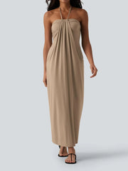 Women's Flowy Draped Halter Vacation Midi Dress