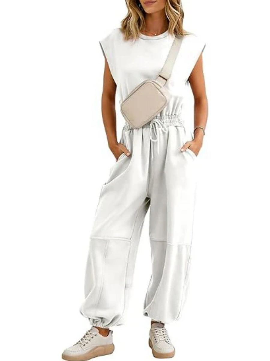 Women's Loose Fit Elastic Waist Jogger Jumpsuit