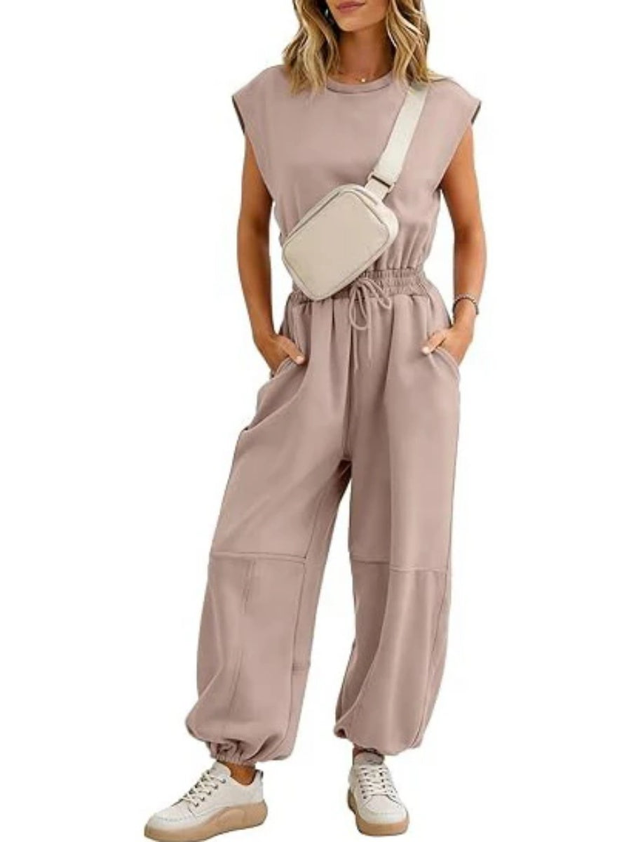 Women's Loose Fit Elastic Waist Jogger Jumpsuit