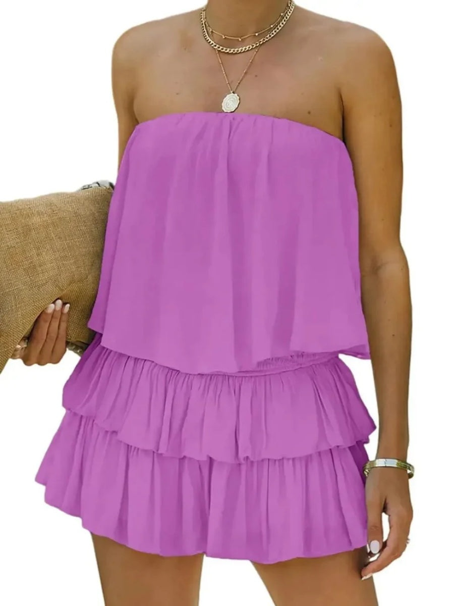 Women's Casual Chic Layered Off Shoulder Romper