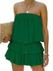 Women's Casual Chic Layered Off Shoulder Romper