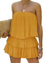 Women's Casual Chic Layered Off Shoulder Romper