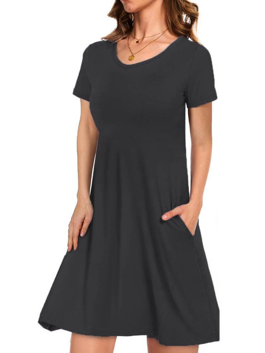 Women's Casual T-Shirt Dress with Pockets