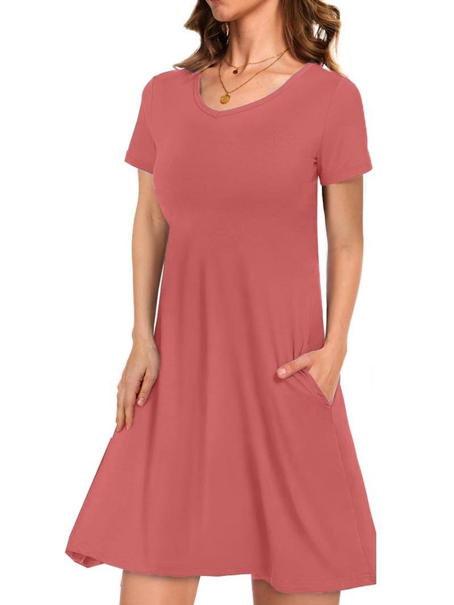 Women's Casual T-Shirt Dress with Pockets
