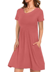 Women's Casual T-Shirt Dress with Pockets