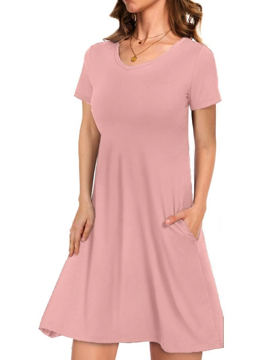 Women's Casual T-Shirt Dress with Pockets