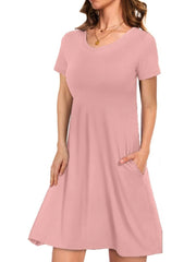 Women's Casual T-Shirt Dress with Pockets