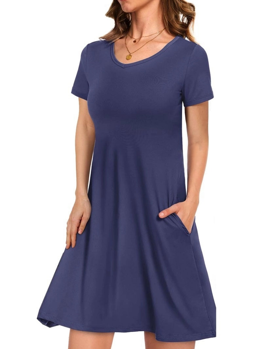 Women's Casual T-Shirt Dress with Pockets