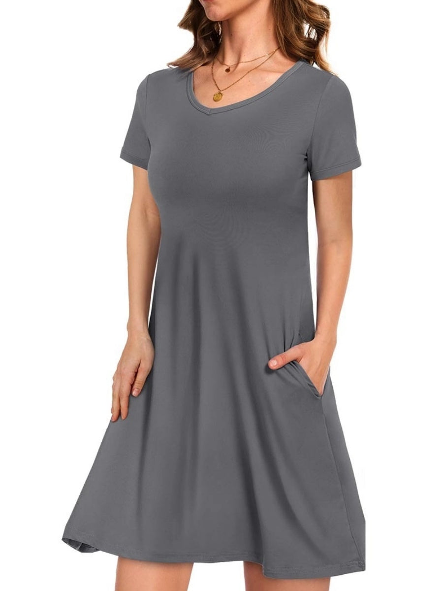 Women's Casual T-Shirt Dress with Pockets