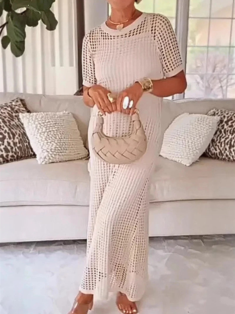 Women's Hollow Cover Up and Slip Dress Two-Piece Maxi Dress