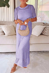 Women's Hollow Cover Up and Slip Dress Two-Piece Maxi Dress