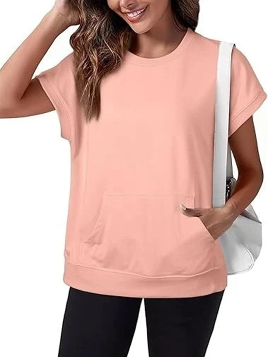 Women's Minimalist Solid Kangaroo Pocket Top