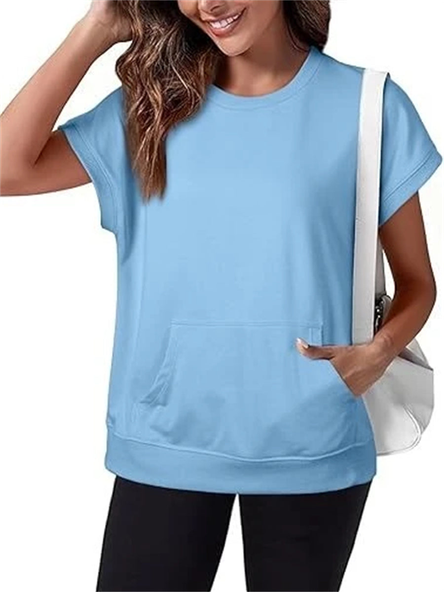 Women's Minimalist Solid Kangaroo Pocket Top
