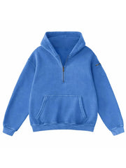 Women's Vintage Half Zip Long Sleeve Pocket Hoodie