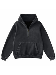 Women's Vintage Half Zip Long Sleeve Pocket Hoodie
