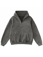 Women's Vintage Half Zip Long Sleeve Pocket Hoodie