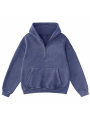 Women's Vintage Half Zip Long Sleeve Pocket Hoodie