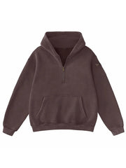 Women's Vintage Half Zip Long Sleeve Pocket Hoodie