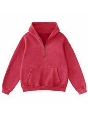 Women's Vintage Half Zip Long Sleeve Pocket Hoodie
