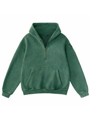 Women's Vintage Half Zip Long Sleeve Pocket Hoodie