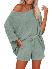 Women's Light Knit Top & Shorts Set