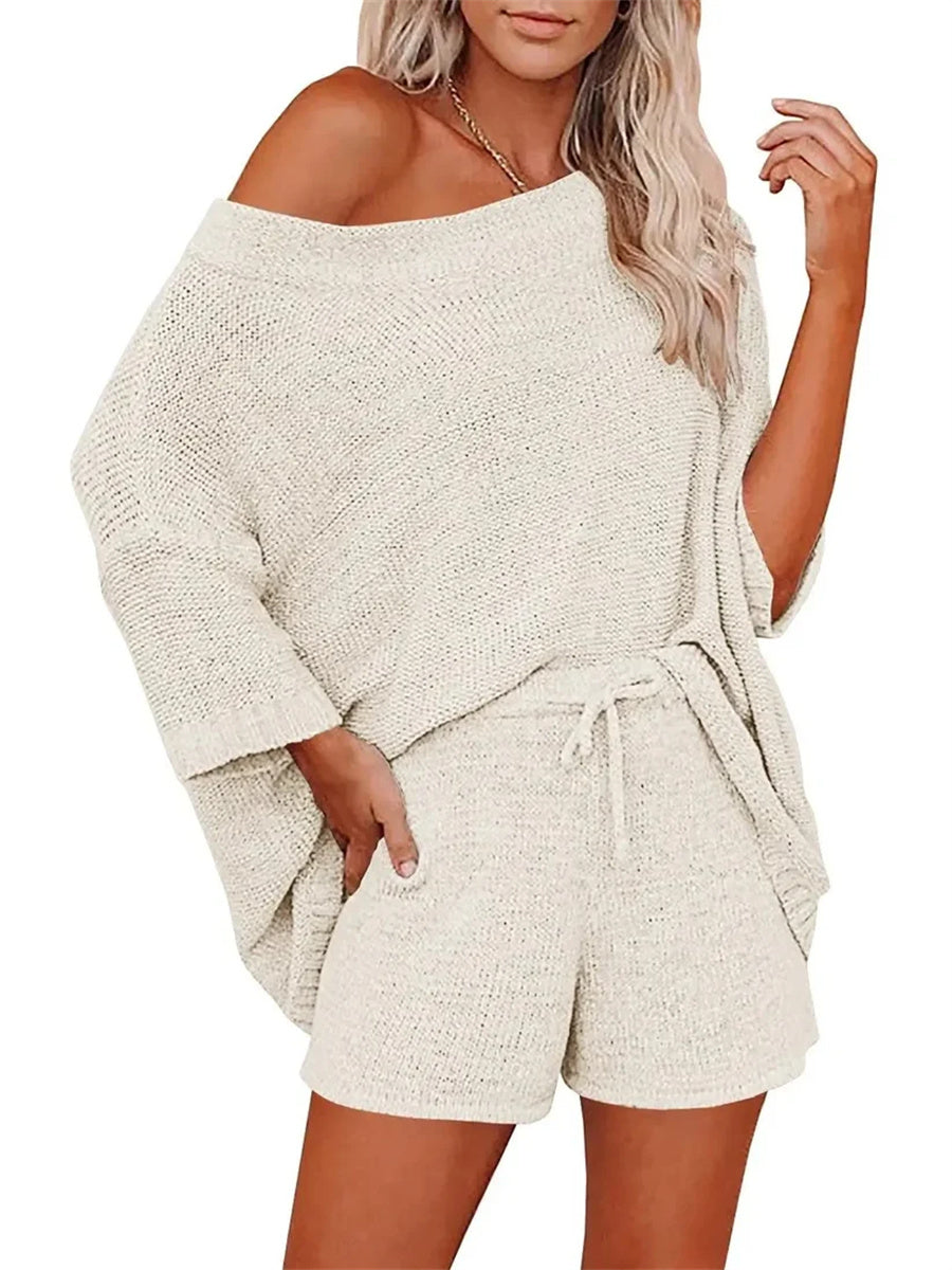 Women's Light Knit Top & Shorts Set