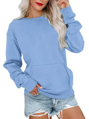 Women's Drop Shoulder Kangaroo Pocket Casual Sweatshirt