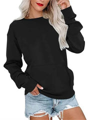 Women's Drop Shoulder Kangaroo Pocket Casual Sweatshirt
