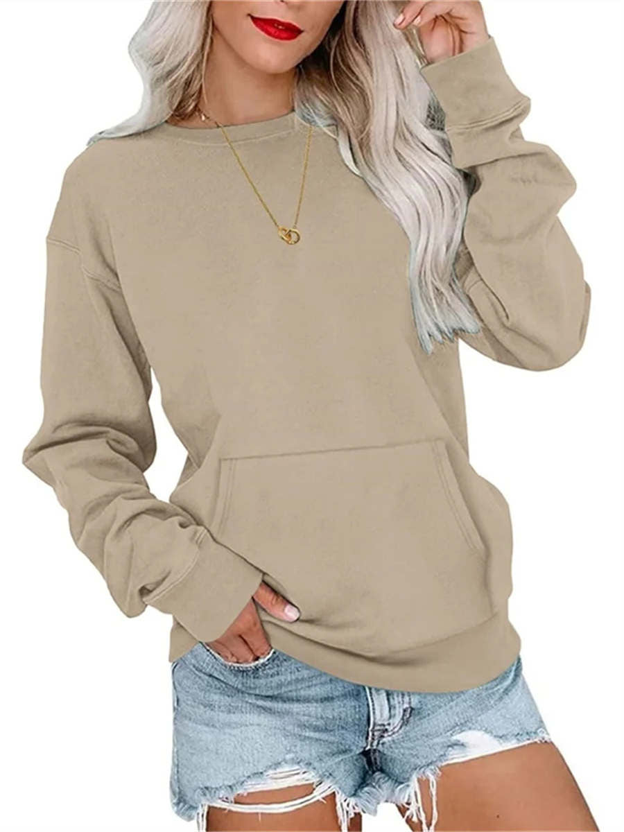 Women's Drop Shoulder Kangaroo Pocket Casual Sweatshirt