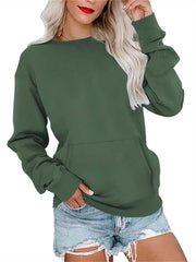 Women's Drop Shoulder Kangaroo Pocket Casual Sweatshirt