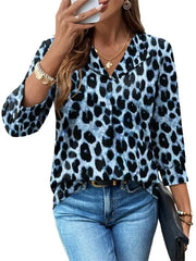 Women's Summer Loose 3/4 Sleeve Printed Dressy Blouse