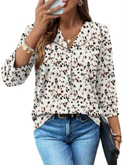 Women's Summer Loose 3/4 Sleeve Printed Dressy Blouse