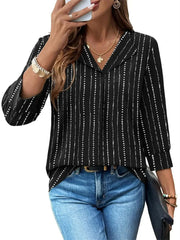 Women's Summer Loose 3/4 Sleeve Printed Dressy Blouse