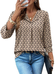 Women's Summer Loose 3/4 Sleeve Printed Dressy Blouse