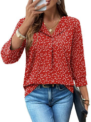 Women's Summer Loose 3/4 Sleeve Printed Dressy Blouse