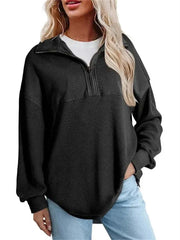 Women's Long Sleeve Half Zip Waffle Knit Pullover Top