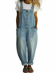 Women's Vintage Washed Jean Bib Overalls