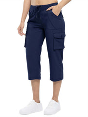 Women's Cargo Capris Lightweight Hiking Pants 6 Pockets