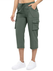 Women's Cargo Capris Lightweight Hiking Pants 6 Pockets