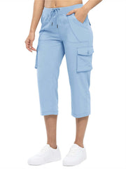 Women's Cargo Capris Lightweight Hiking Pants 6 Pockets