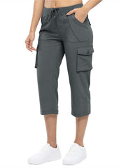 Women's Cargo Capris Lightweight Hiking Pants 6 Pockets