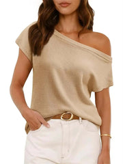 Women's Casual Off-the-Shoulder Knit Shirt