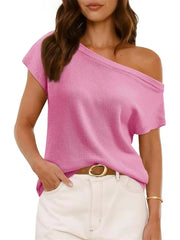 Women's Casual Off-the-Shoulder Knit Shirt