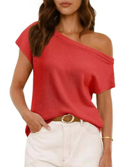 Women's Casual Off-the-Shoulder Knit Shirt